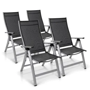 Blumfeldt London, regulowane krzesło ogrodowe, fotel ogrodowy, zestaw 4 sztuk, Textilene, aluminium, 6 pozycji, składane #94621