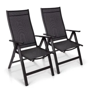 Blumfeldt London, regulowane krzesło ogrodowe, fotel ogrodowy, zestaw 2 sztuk, Textilene, aluminium, 6 pozycji, składane #396523