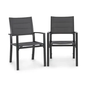 Blumfeldt Torremolinos, krzesła ogrodowe, 2 szt., aluminium, ComfortMesh, ciemnoszary