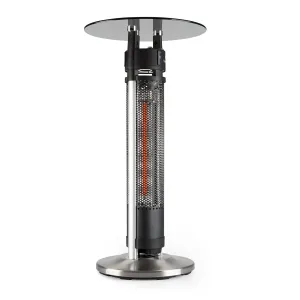 Blumfeldt Primal Heat 95, promiennik podczerwieni, stolik bistro, 1200 W, LED, 95 cm, element grzewczy z włókna węglowego, szkło