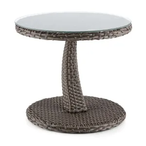 Blumfeldt Tabula, stolik do odkładania, 50 cm, szkło, polirattan, aluminium, dwukolorowy antracyt