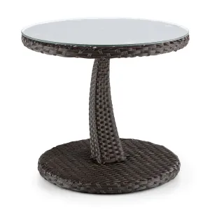Blumfeldt Tabula, stolik do odkładania, 50 cm, szkło, polirattan, aluminium, dwukolorowy brązowy