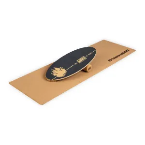 BoarderKING Indoorboard Allrounder, deska do balansowania + mata + wałek, drewno/korek, naturalna