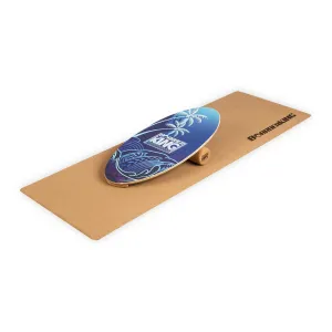 BoarderKING Indoorboard Allrounder, deska do balansowania + mata + wałek, drewno/korek, naturalna #92406