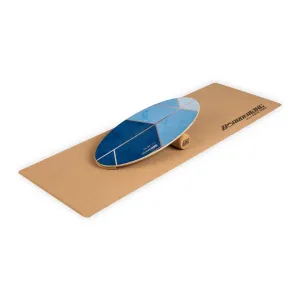 BoarderKING Indoorboard Allrounder, deska do balansowania + mata + wałek, drewno/korek, naturalna #93769