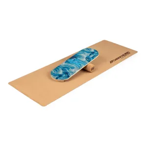 BoarderKING Indoorboard Classic, deska do balansowania + mata + wałek, drewno/korek, czerwona #615663