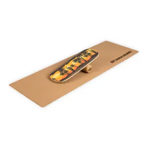BoarderKING Indoorboard Classic, deska do balansowania + mata + wałek, drewno/korek, czerwona #92412