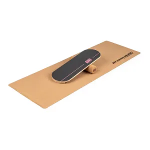 BoarderKING Indoorboard Classic, deska do balansowania + mata + wałek, drewno/korek, czerwona #92414