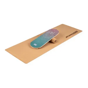BoarderKING Indoorboard Classic, deska do balansowania + mata + wałek, drewno/korek, czerwona #93717