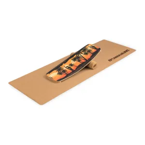 BoarderKING Indoorboard Curved, deska do balansowania + mata + wałek, drewno/korek #92417