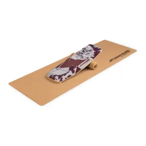 BoarderKING Indoorboard Curved, deska do balansowania + mata + wałek, drewno/korek #93865