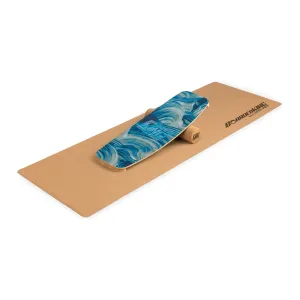 BoarderKING Indoorboard Curved, deska do balansowania + mata + wałek, drewno/korek #93866