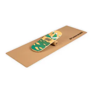 BoarderKING Indoorboard Flow, deska do balansowania, trickboard, z matą i wałkiem, drewno/korek