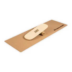 BoarderKING Indoorboard Flow, deska do balansowania, trickboard, z matą i wałkiem, drewno/korek #92421
