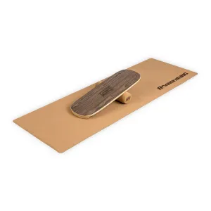 BoarderKING Indoorboard Flow, deska do balansowania, trickboard, z matą i wałkiem, drewno/korek #92422
