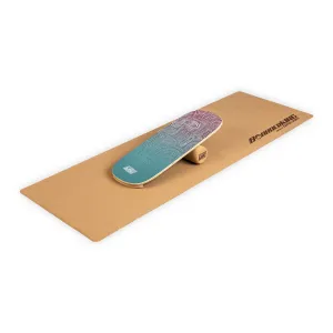 BoarderKING Indoorboard Flow, deska do balansowania, trickboard, z matą i wałkiem, drewno/korek #93721