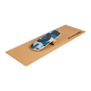 BoarderKING Indoorboard Flow, deska do balansowania, trickboard, z matą i wałkiem, drewno/korek #93723