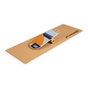 BoarderKING Indoorboard Flow, deska do balansowania, trickboard, z matą i wałkiem, drewno/korek #93728