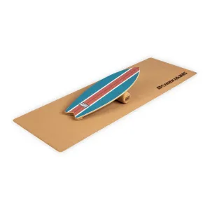 BoarderKING Indoorboard Wave, deska do balansowania + mata + wałek, drewno/korek