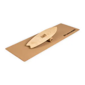 BoarderKING Indoorboard Wave, deska do balansowania + mata + wałek, drewno/korek #92398