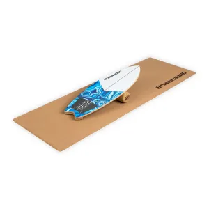 BoarderKING Indoorboard Wave, deska do balansowania + mata + wałek, drewno/korek #92402