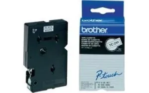 Brother TC-291, 9mm x 7,7m, czarny druk / biały podkład, taśma oryginalna