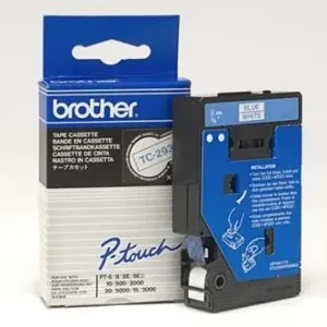 Brother TC-293, 9mm x 7,7m, niebieski druk / biały podkład, taśma oryginalna