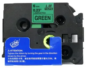 Taśma zamiennik Brother TZ-711 / TZe-711, 6mm x 8m, czarny druk / zielony podkład