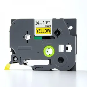 Taśma zamiennik Brother TZe-V651, 24mm x 5,5m, czarny druk / żółty podkład, vinyl