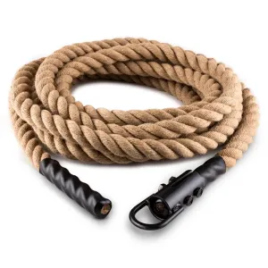 Capital Sports Power Rope H6, lina do ćwiczeń siłowych z haczykami, 6 m, 3,8 cm, konopie