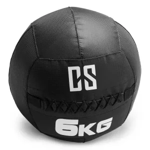 Capital Sports Bravor Wall Ball, piłka lekarska, PVC, podwójne szwy, 6 kg, czarna