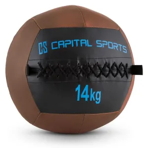 Capital Sports Wallba 14, piłka lekarska, wall ball, 14 kg, skóra syntetyczna, żółta