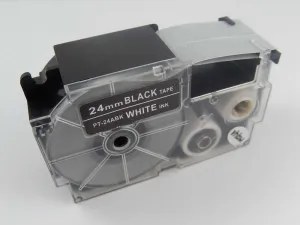 Taśma zamiennik Casio XR-24ABK 24mm x 8m biały druk / biały podkład
