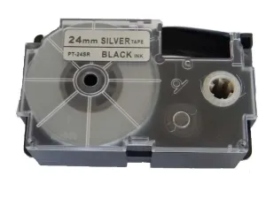 Taśma zamiennik Casio XR-24SR1 24mm x 8m czarny druk / srebrny podkład