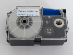 Taśma zamiennik Casio XR-24WEB 24mm x 8m niebieski druk / biały podkład