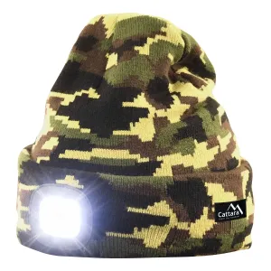 Cattara Czapka z latarką LED Army, zielony