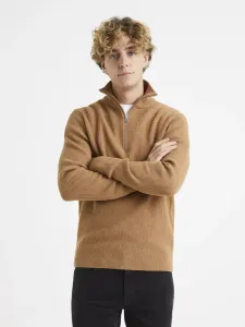 Celio Sweter Brązowy