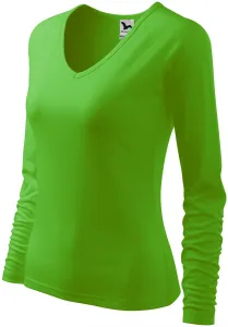 Damska dopasowana koszulka, dekolt w szpic, zielone jabłko