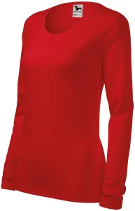 Damska dopasowana koszulka z długim rękawem, czerwony #101815