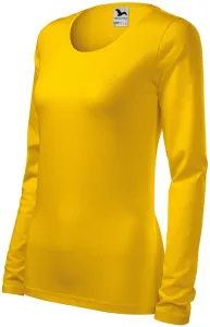 Damska dopasowana koszulka z długim rękawem, żółty #315517