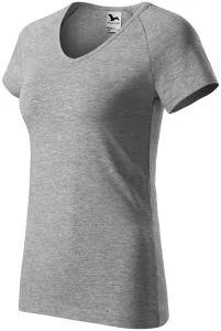 Damska koszulka slim fit z raglanowym rękawem, ciemnoszary marmur #99716