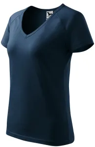 Damska koszulka slim fit z raglanowym rękawem, ciemny niebieski #312854