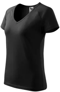 Damska koszulka slim fit z raglanowym rękawem, czarny #99694