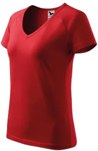 Damska koszulka slim fit z raglanowym rękawem, czerwony #312808