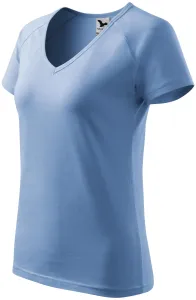 Damska koszulka slim fit z raglanowym rękawem, niebieskie niebo #99739