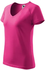 Damska koszulka slim fit z raglanowym rękawem, purpurowy