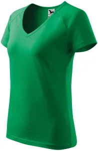 Damska koszulka slim fit z raglanowym rękawem, zielona trawa #312827