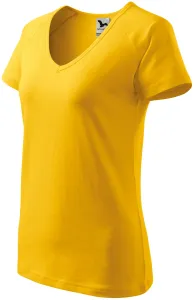 Damska koszulka slim fit z raglanowym rękawem, żółty #99701