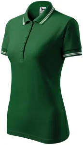 Kontrastowa koszulka polo damska, butelkowa zieleń