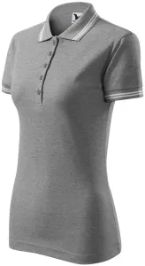 Kontrastowa koszulka polo damska, ciemnoszary marmur